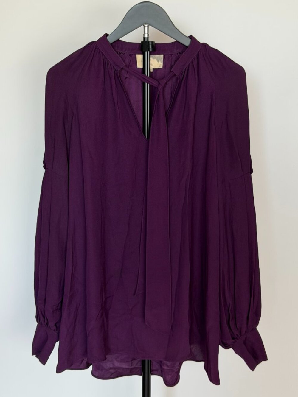 Plum Tie Neck Blouse — Size S